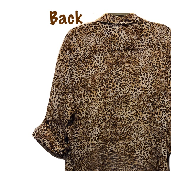 DONATED Tunic-Chiffon Animal Print, Button-down/Pl - Picture 4 of 7